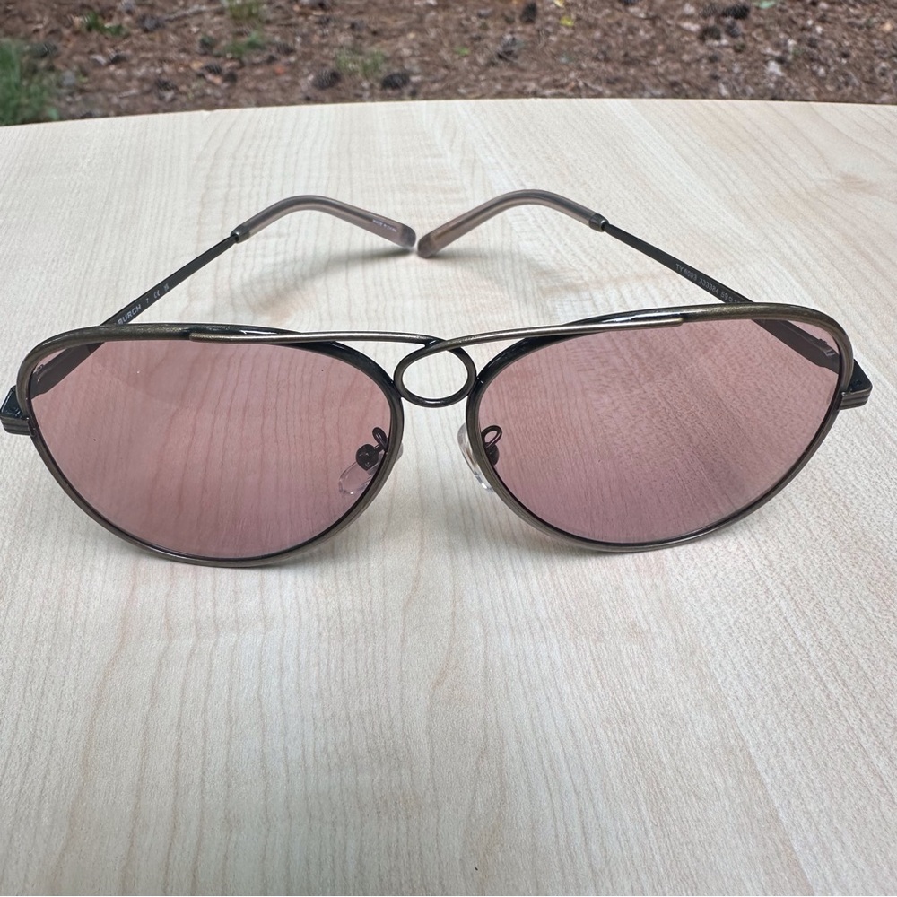 TORY BURCH sunglasses for women aviators with rose pink lenses metal NEW + CASE - Picture 2 of 11